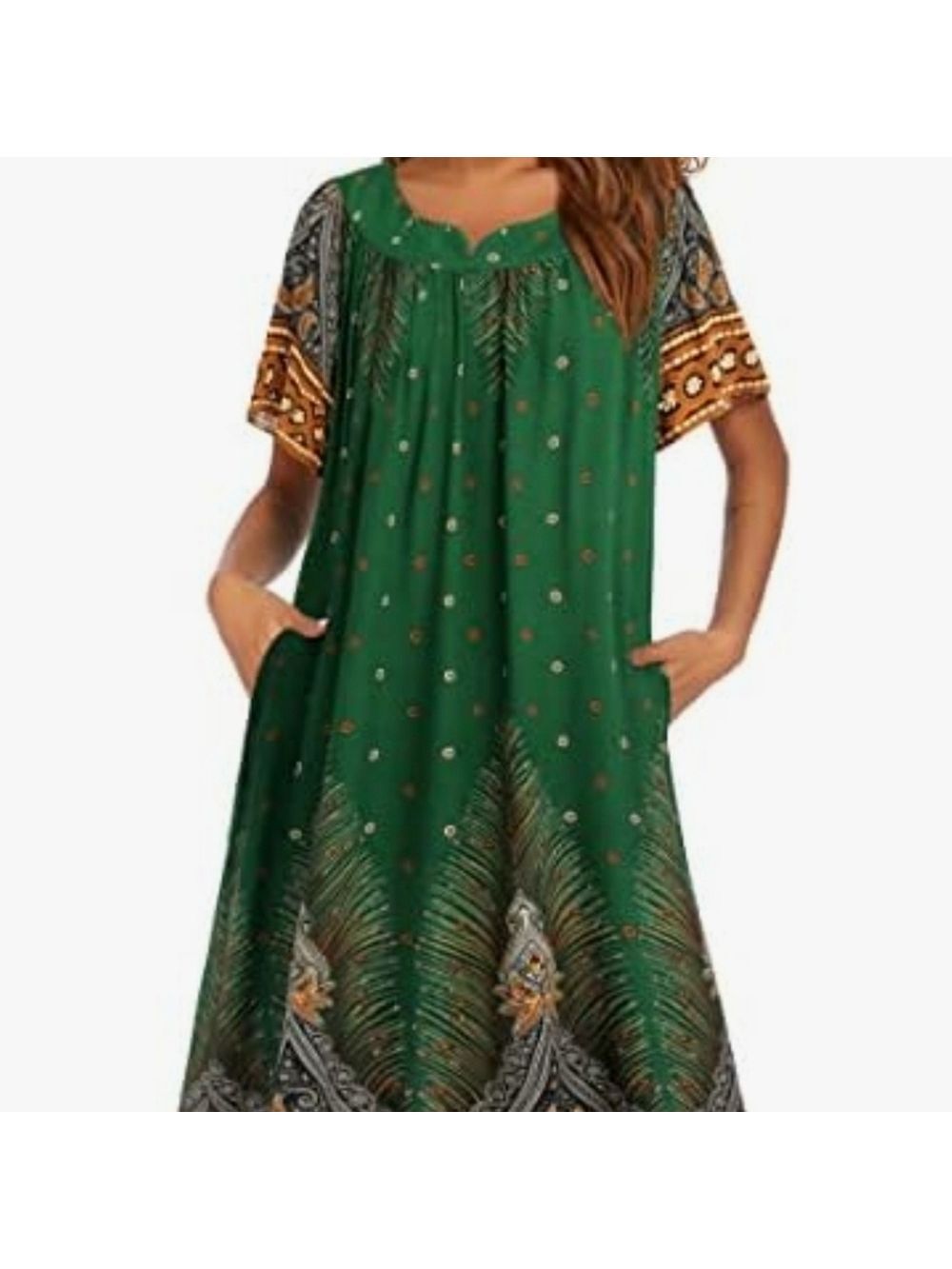 EKOUAER Mumu dress, house dress, Boho, lounging, vacationwear, size Medium. EUC
